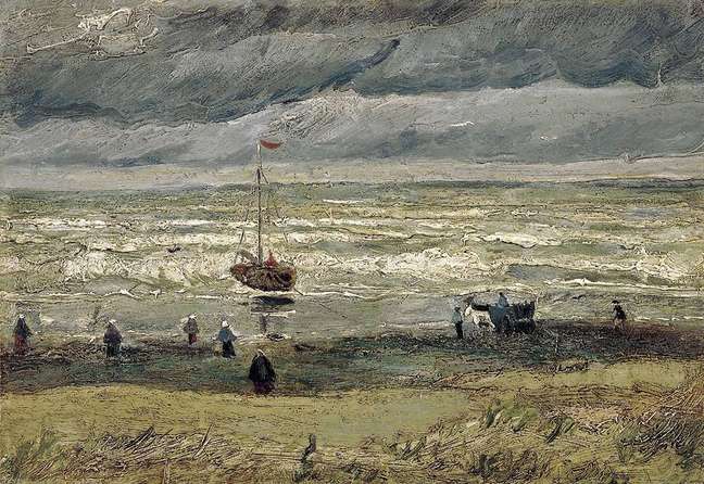 "A praia de Scheveningen durante uma tempestade", Vincent van Gogh, 1882