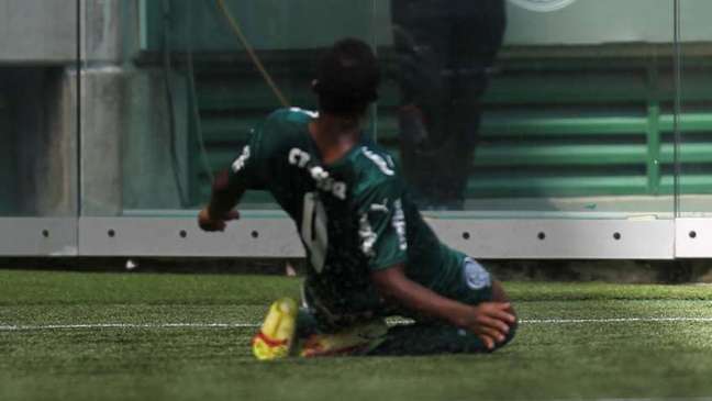 Endrick comemora o seu gol na final da Copinha, nesta terça, no Allianz Parque (Foto: AlexSilva/LANCEPRESS!)
