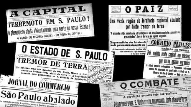 Os jornais paulistanos da época noticiaram o terremoto nas manchetes
