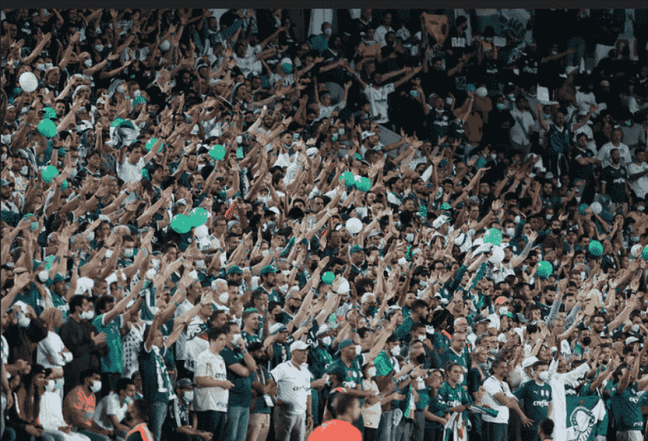 Torcedores do Palmeiras fazem festa no estádio em Abu Dhabi (Foto: Fabio Menotti / Ag. Palmeiras)