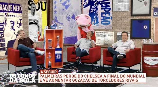 Neto se vestiu de porco para provocar Palmeiras por derrota no Mundial (Reprodução / Band)