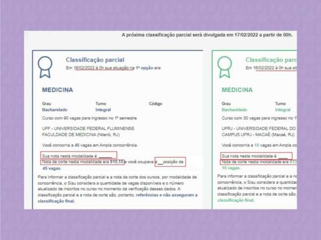 Classificação parcial e temporária do Sisu Classificação parcial e temporária do Sisu