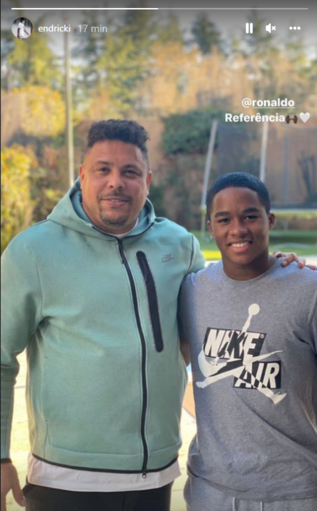 De férias na Europa, Endrick registra encontro com Ronaldo Fenômeno