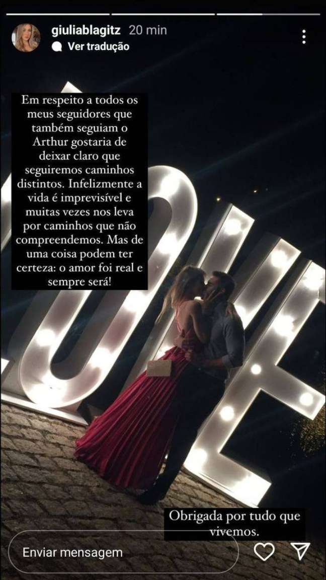 Namorada de Arthur do Val termina namoro após áudios vazados Namorada de Arthur do Val termina namoro após áudios vazados