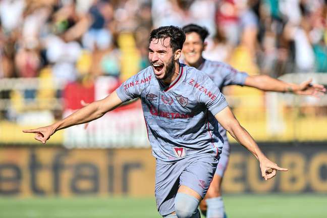 Martinelli comemora o seu gol, na partida valida pela decima rodada do Campeonato Carioca