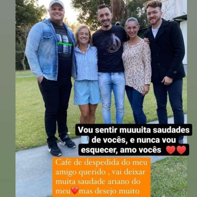 Foto republicada por amiga de Taillon no Instagram após despedidas