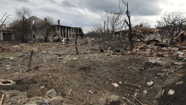 Alguns bairros de Chernihiv foram arrasados