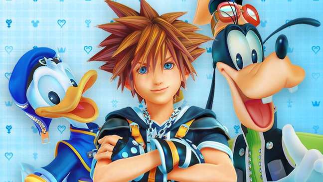 Sora, the series' main protagonist, along with Donald and Goofy
