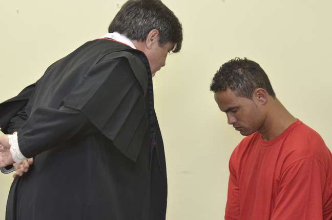 O ex-goleiro Bruno Fernandes de Souza durante seu julgamento no Fórum de Contagem, na Região Metropolitana de Belo Horizonte