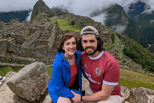 Katherine e Angus viajaram a Machu Picchu, no Peru, no início deste ano Katherine e Angus viajaram a Machu Picchu, no Peru, no início deste ano