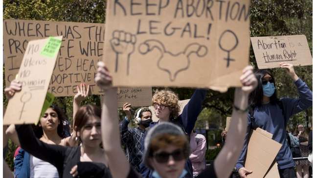 Mulheres em protesto contra criminalização do aborto nos EUA