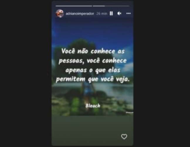 Postagem de Adriano na manhã desta terça-feira (Foto: Reprodução/Instagram)