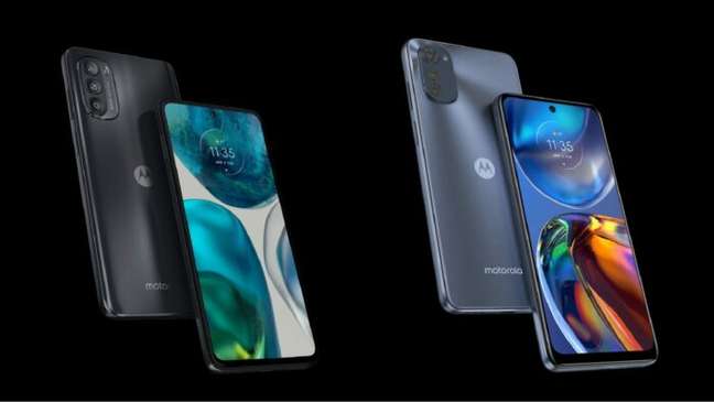 Moto G52 à esquerda e Moto E32 à direita Moto G52 à esquerda e Moto E32 à direita