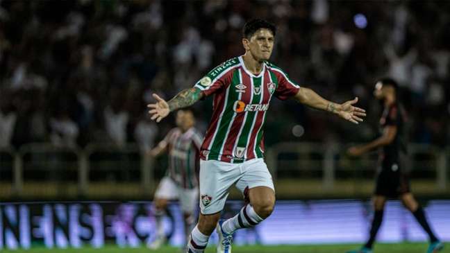 Germán Cano foi o destaque da partida no Raulino de Oliveira (MARCELO GONÇALVES / FLUMINENSE FC) Germán Cano foi o destaque da partida no Raulino de Oliveira (MARCELO GONÇALVES / FLUMINENSE FC)