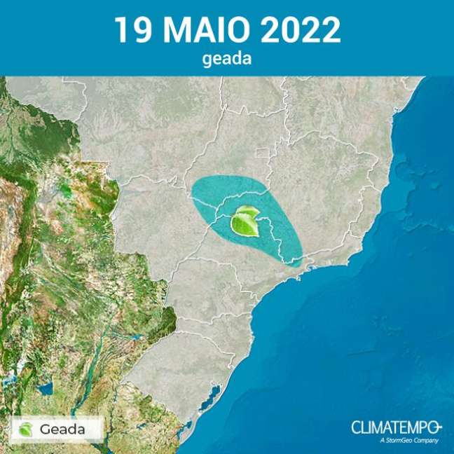 Previsão de geada no Brasil para 19/05/2022
