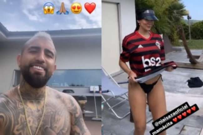 Vidal e esposa em vídeo publicado pelo jogador (Foto: Reprodução de internet)