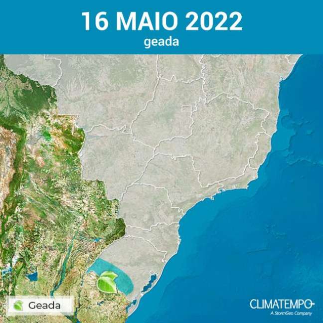 Previsão de geada no Brasil para 16/05/2022