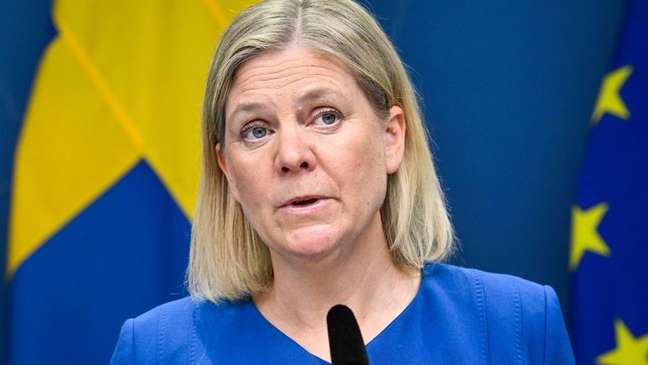 A premiê sueca Magdalena Andersson ao falar dos planos de adesão de seu país à Otan