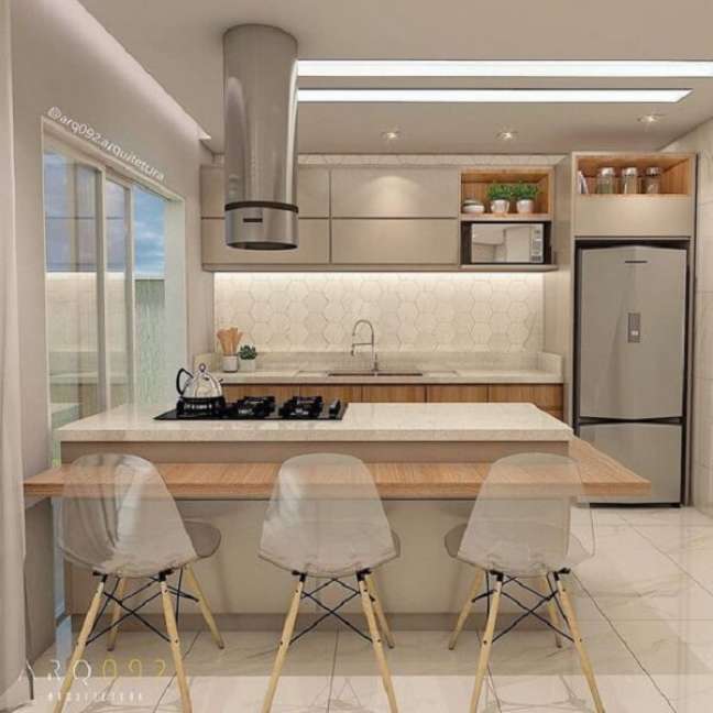 13. Cadeira acrilico transparente para cozinha americana simples e moderna – Foto Dicas para uma casa moderna
