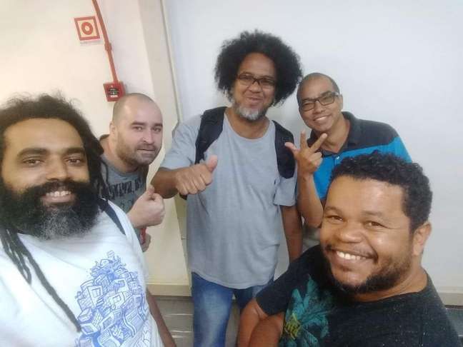 Diko, Gil, DJ Cortecertu, André Silva e Preto Claudinho, na última reunião presencial do PF antes da pandemia, em 2020