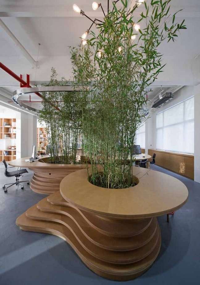 32. Escritório com bambu ornamental na decoração – Foto Decor Facil