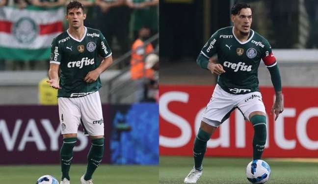 Kuscevic e Gustavo Gómez vão desfalcar o Palmeiras na Data Fifa (Foto: Montagem/Cesar Greco/Palmeiras)