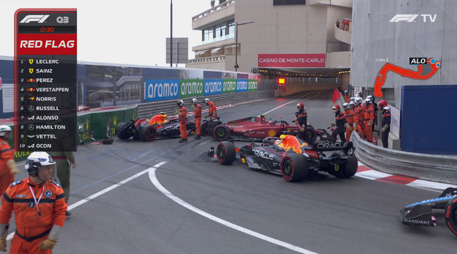 Acidente entre Pérez e Sainz em Mônaco 