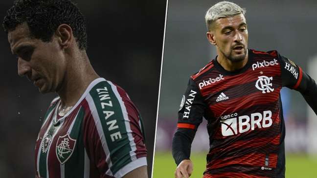 Ganso e Arrascaeta fazem duelo dos meias no clássico Fluminense x Flamengo (Foto: Marcelo Gonçalves/Fluminense/Marcelo Cortes/Flamengo)