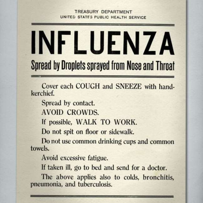 Recommendations from American health officials during the 1918 flu pandemic