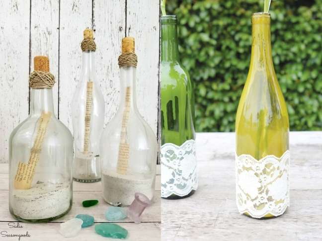 Iščete rustikalni pridih?  Morda nihče ne dobi tega sporočila v steklenici, a vemo, da bo v vašem dekorju videti čudovito!  / Te elegantne, na novo izumljene vinske steklenice so kot nalašč za uporabo kot vaza ali osrednji del.