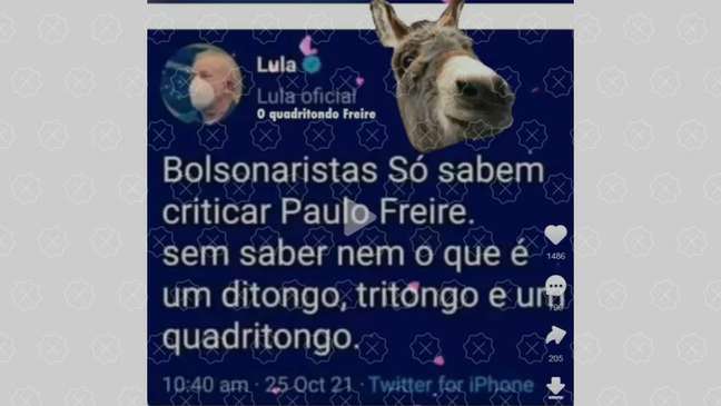 Tweet falso do Lula no qual ex-presidente disse existir ditongo, tritongo e quadritongo