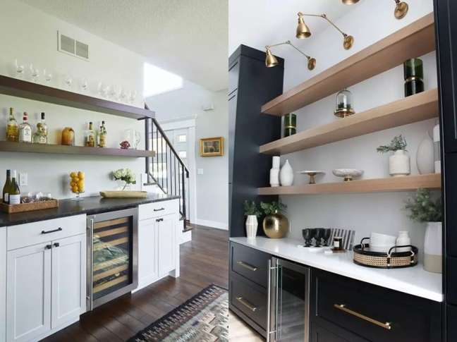 O visual em preto e branco combina perfeitamente com o restante da casa. / Invista em objetos dourados para um toque de elegância e glamour.