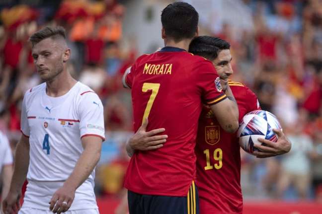 Espanha venceu a República Tcheca neste domingo (Foto: JORGE GUERRERO/AFP) Espanha venceu a República Tcheca neste domingo (Foto: JORGE GUERRERO/AFP)