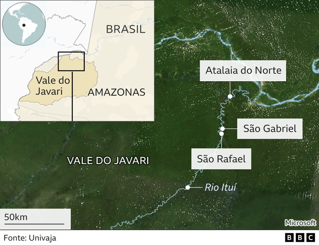 Mapa da região do Vale do Javari