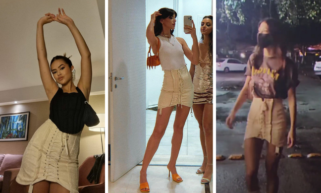 Celebrities wear a front braided skirt (Photo: Instagram / Playback) Celebrities wear a front braided skirt (Photo: Instagram / Playback)