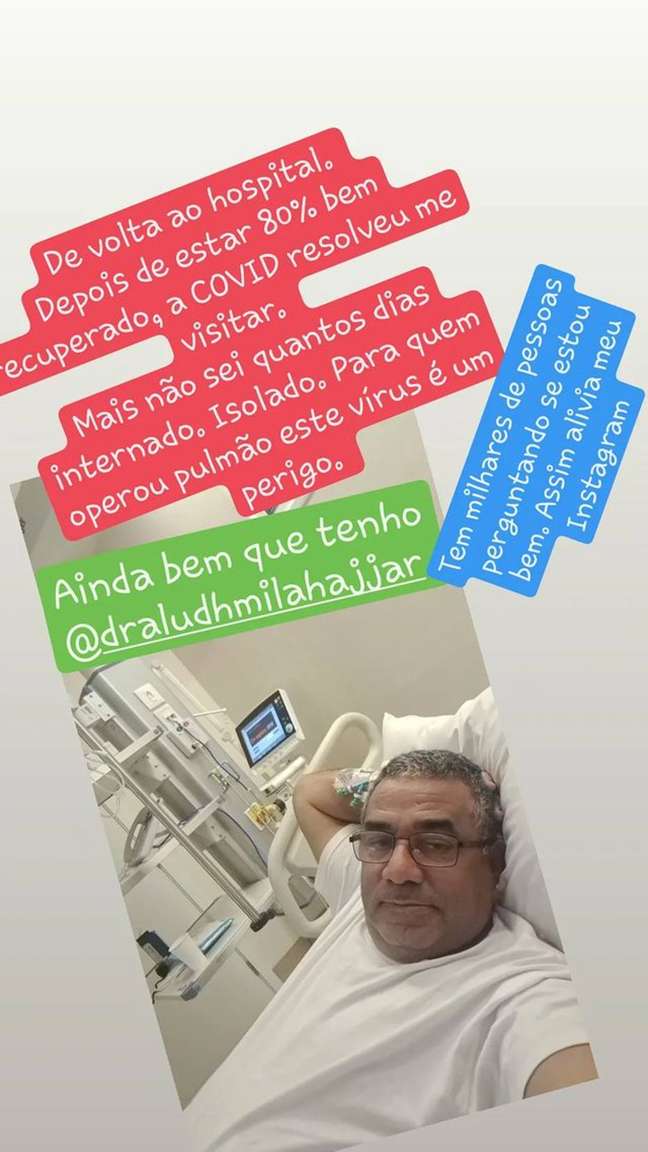 Mauro Machado published in his Stories that he contracted covid-19 and warned that he was hospitalized again.