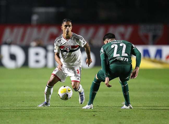 Igor Vinícius durante a partida contra o Palmeiras, na segunda, no Morumbi (Foto: Paulo Pinto/São Paulo FC)