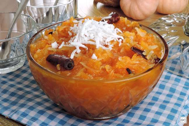 Pumpkin jam with coconut - Photo: Guia da Cozinha Pumpkin jam with coconut - Photo: Guia da Cozinha