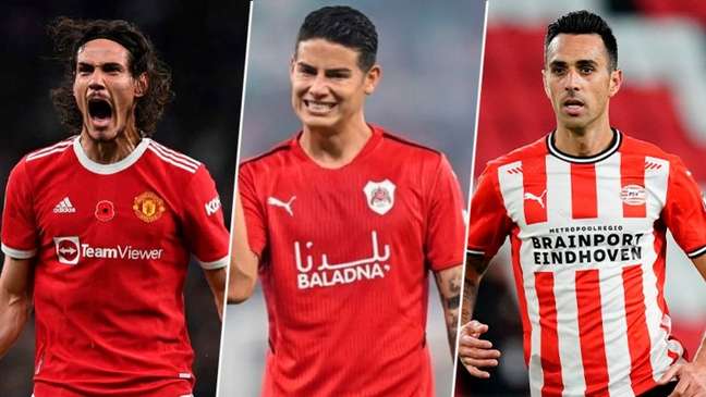 Cavani, James e Zahavi são ou foram pauta no Botafogo (Montagem Lance! Fotos: AFP; Divulgação; Divulgação) Cavani, James e Zahavi são ou foram pauta no Botafogo (Montagem Lance!Fotos: AFP; Divulgação; Divulgação)