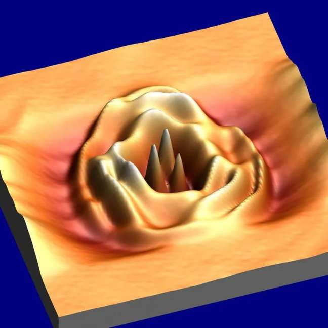 Observação, via microscópio de tunelamento, da função de onda de elétrons em um ponto quântico em uma superfície de Grafeno 