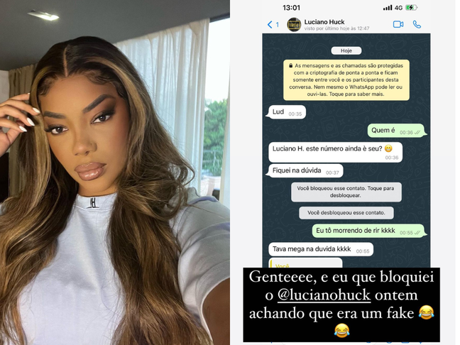 Ludmilla blocks Luciano Huck on WhatsApp: “I thought it was a joke”