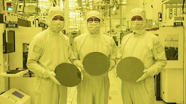 Placas wafers de chips de 3 nanômetros 
