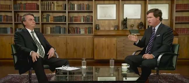 Jair Bolsonaro em entrevista ao jornalista norteamericano Tucker Carlson, do canal Fox News