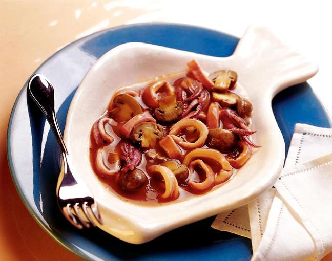 Squid with mushrooms - Photo: Disclosure Squid with mushrooms - Photo: Disclosure
