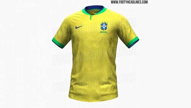 Suposta camisa da Seleção Brasileira para a Copa do Mundo foi vazada por site (Foto: Reprodução/Footy Headlines)