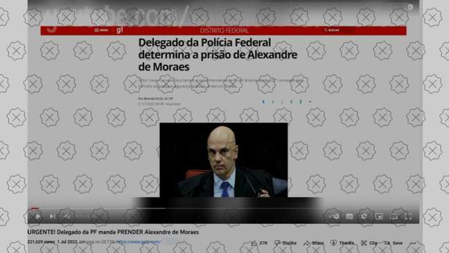 Posts difundem montagem que simula notícia do G1 para alegar que delegado da PF mandou prender Alexandre de Moraes, o que é falso.