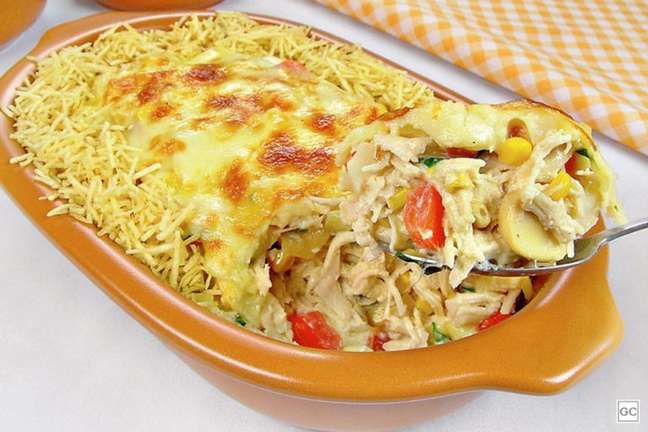 Fricassee au gratin with chicken Fricassee au gratin with chicken