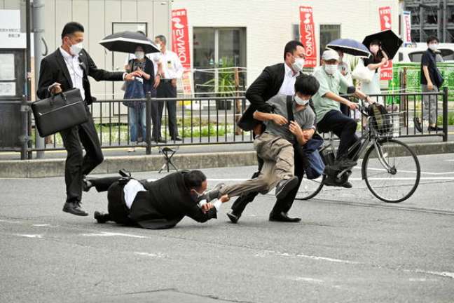 Moment of the arrest of Tetsuya Yamagami, author of attack against Shinzo Abe