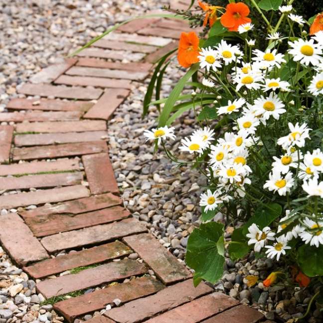 Open an old brick path.