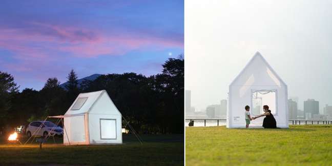 Discover this inflatable camping house